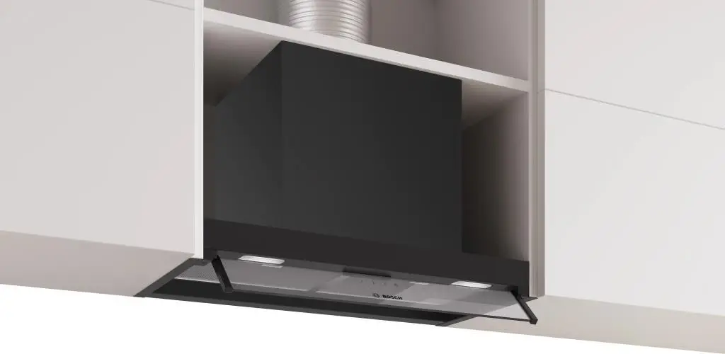 Bosch DBB65CC60 Serie 4 Tam entegre davlumbaz Cam dekor, Düz siyah 